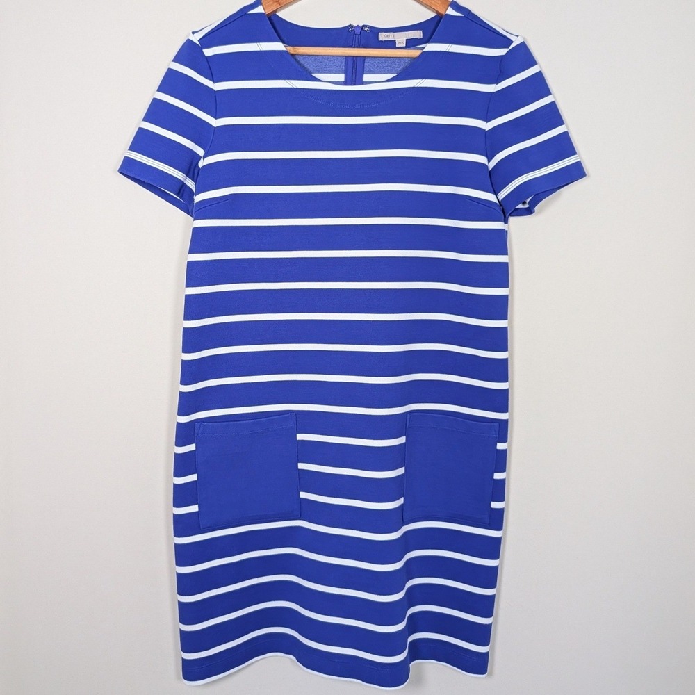 Gap Blue White Stripe Short Sleeve Pocket Sz 10 Dress  2012 Nautical Resort Wear
